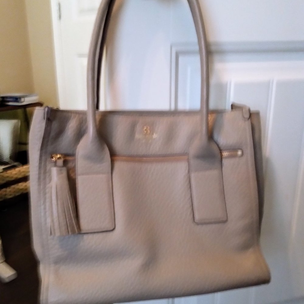 Kate Spade gray/taupe leather tote - Picture 4 of 12